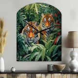 Asian Art Tigers In Jungle VI - Asymmetric Metal Wall Clock