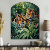 Asian Art Tigers In Jungle VI - Asymmetric Metal Wall Clock