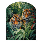 Asian Art Tigers In Jungle VI - Asymmetric Metal Wall Clock