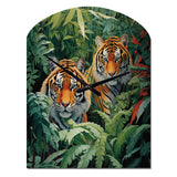 Asian Art Tigers In Jungle VI - Asymmetric Metal Wall Clock