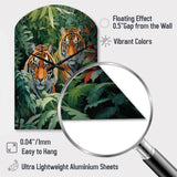 Asian Art Tigers In Jungle VI - Asymmetric Metal Wall Clock