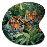 Asian Art Tigers In Jungle VI - Asymmetric Metal Wall Clock