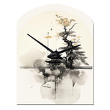 Asian Art Samurais Landscape II - Asymmetric Metal Wall Clock