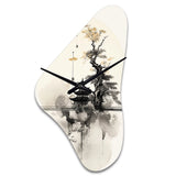 Asian Art Samurais Landscape II - Asymmetric Metal Wall Clock