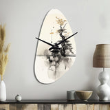 Asian Art Samurais Landscape II - Asymmetric Metal Wall Clock