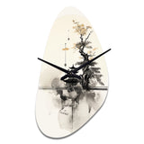 Asian Art Samurais Landscape II - Asymmetric Metal Wall Clock