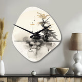 Asian Art Samurais Landscape II - Asymmetric Metal Wall Clock