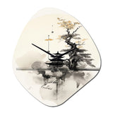 Asian Art Samurais Landscape II - Asymmetric Metal Wall Clock
