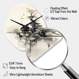 Asian Art Samurais Landscape II - Asymmetric Metal Wall Clock