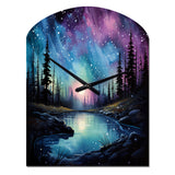 Aurora Borealis Dancing Lights VIII - Asymmetric Metal Wall Clock