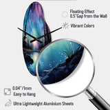 Aurora Borealis Dancing Lights VIII - Asymmetric Metal Wall Clock