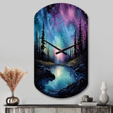 Aurora Borealis Dancing Lights VIII - Asymmetric Metal Wall Clock