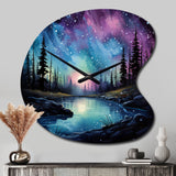 Aurora Borealis Dancing Lights VIII - Asymmetric Metal Wall Clock