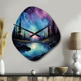 Aurora Borealis Dancing Lights VIII - Asymmetric Metal Wall Clock