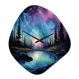 Aurora Borealis Dancing Lights VIII - Asymmetric Metal Wall Clock
