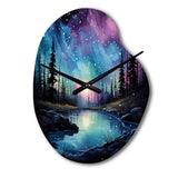 Aurora Borealis Dancing Lights VIII - Asymmetric Metal Wall Clock