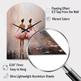 Pink Ballet Dance II - Asymmetric Metal Wall Clock