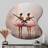 Pink Ballet Dance II - Asymmetric Metal Wall Clock