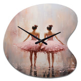 Pink Ballet Dance II - Asymmetric Metal Wall Clock