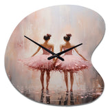 Pink Ballet Dance II - Asymmetric Metal Wall Clock