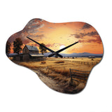 Barn Scenery At Dusk IV - Asymmetric Metal Wall Clock