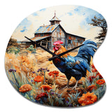 Roaster Barnyard Serenade IV - Asymmetric Metal Wall Clock