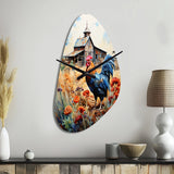 Roaster Barnyard Serenade IV - Asymmetric Metal Wall Clock