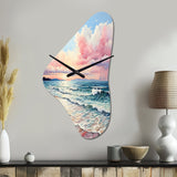 Pink Beach Breezes - Asymmetric Metal Wall Clock