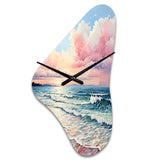 Pink Beach Breezes - Asymmetric Metal Wall Clock