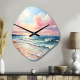Pink Beach Breezes - Asymmetric Metal Wall Clock