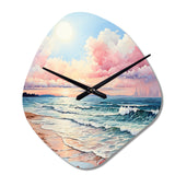 Pink Beach Breezes - Asymmetric Metal Wall Clock
