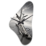 Beach Driftwood Photo III - Asymmetric Metal Wall Clock