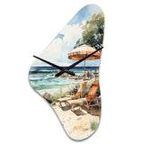 Beach Chairs Photo III - Asymmetric Metal Wall Clock
