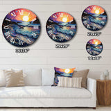 Colorful Beach Landscape II - Coastal Metal Wall Clock