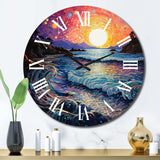 Colorful Beach Landscape II - Coastal Metal Wall Clock