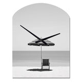 Black And White Minimalism Beach Photo II - Asymmetric Metal Wall Clock