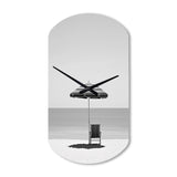 Black And White Minimalism Beach Photo II - Asymmetric Metal Wall Clock