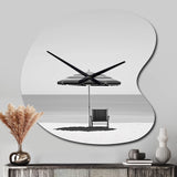 Black And White Minimalism Beach Photo II - Asymmetric Metal Wall Clock