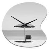 Black And White Minimalism Beach Photo II - Asymmetric Metal Wall Clock