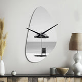 Black And White Minimalism Beach Photo II - Asymmetric Metal Wall Clock