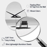 Black And White Minimalism Beach Photo II - Asymmetric Metal Wall Clock