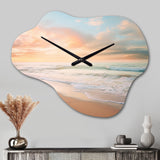 Beach Photo Coastal Tranquility I - Asymmetric Metal Wall Clock