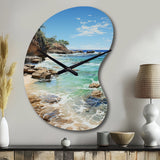 Beach Photo Ocean Escape V - Asymmetric Metal Wall Clock
