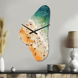 Beach Umbrella Aerial View VI - Asymmetric Metal Wall Clock