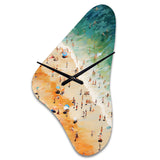 Beach Umbrella Aerial View VI - Asymmetric Metal Wall Clock