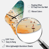 Beach Umbrella Aerial View VI - Asymmetric Metal Wall Clock
