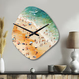 Beach Umbrella Aerial View VI - Asymmetric Metal Wall Clock