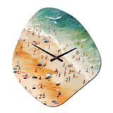 Beach Umbrella Aerial View VI - Asymmetric Metal Wall Clock