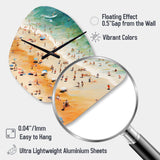 Beach Umbrella Aerial View VI - Asymmetric Metal Wall Clock