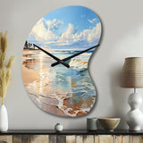 Beach Photo Seaside Reflections V - Asymmetric Metal Wall Clock